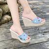 Fashion Rubber Wedge Heel Women's Slippers High Heels Light Mouth Simple Metal Women's Shoes Summer Women's Heel Sandals