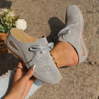 Новые женские полутапочки на танкетке, женские тапочки с полой головкой и шнуровкой, размер 43, женская обувь, новые летние сандалии 2024 года