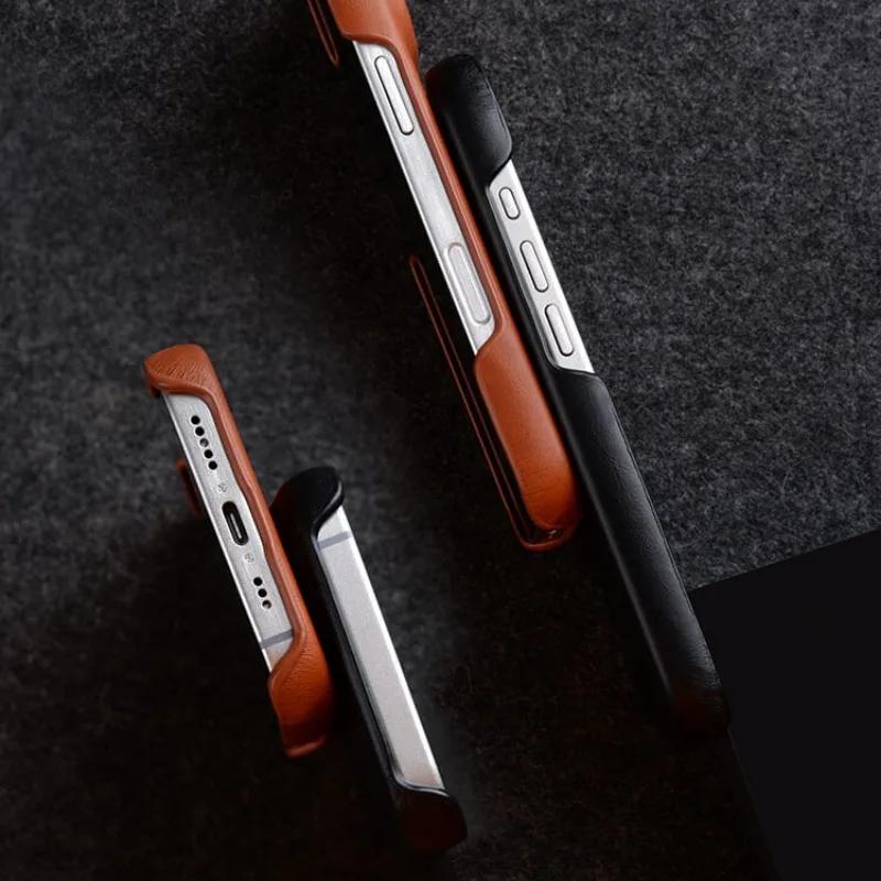 Melkco Genuine Cowhide Oil Wax Leather Case for iPhone 17 Pro Max 17 Air 16Pro 16 Plus Magnetic Charging Shockproof Bumper Cover