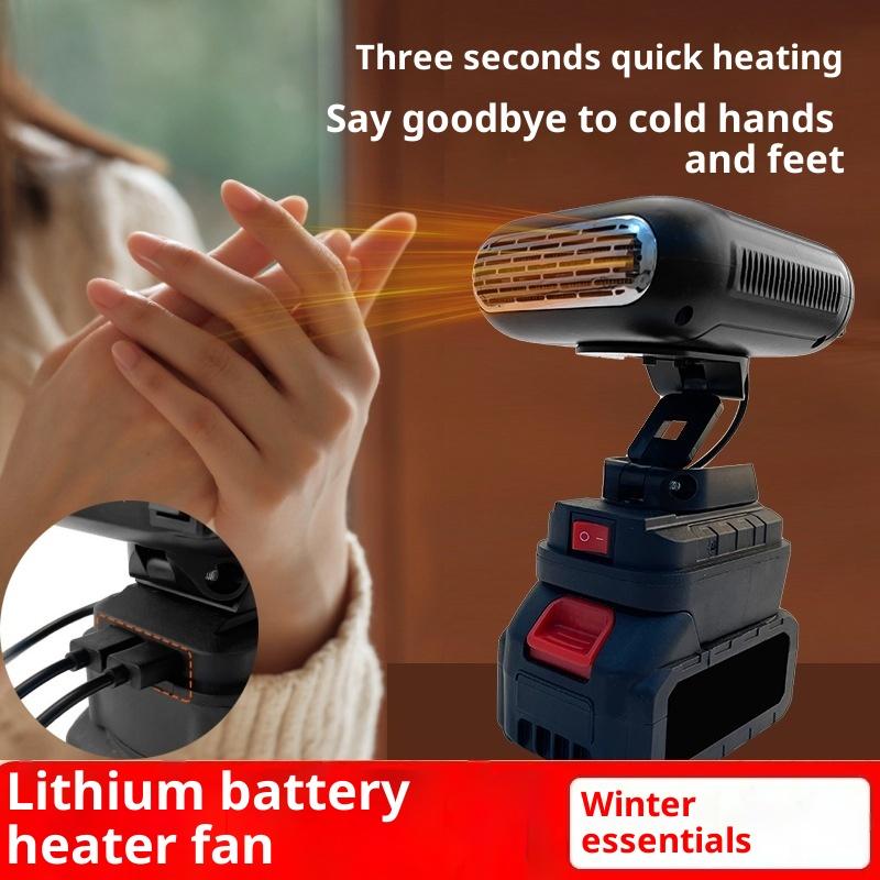1 шт. 21 В литий-ионные батареи нагреватель воздуха / охлаждающий вентилятор беспроводной зимний автомобильный обогреватель 2 USB-порта для зарядки телефона