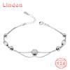 Lindon Women Zircon 925 Sterling Silver Jewelry Geometric Bead Chain Link Bracelet Fashion Fine Wedding Gift for Girlfriend