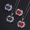 Комплект украшений Ожерелье из красного корунда Кольцо из циркона Женское ожерелье из голубой шпинели