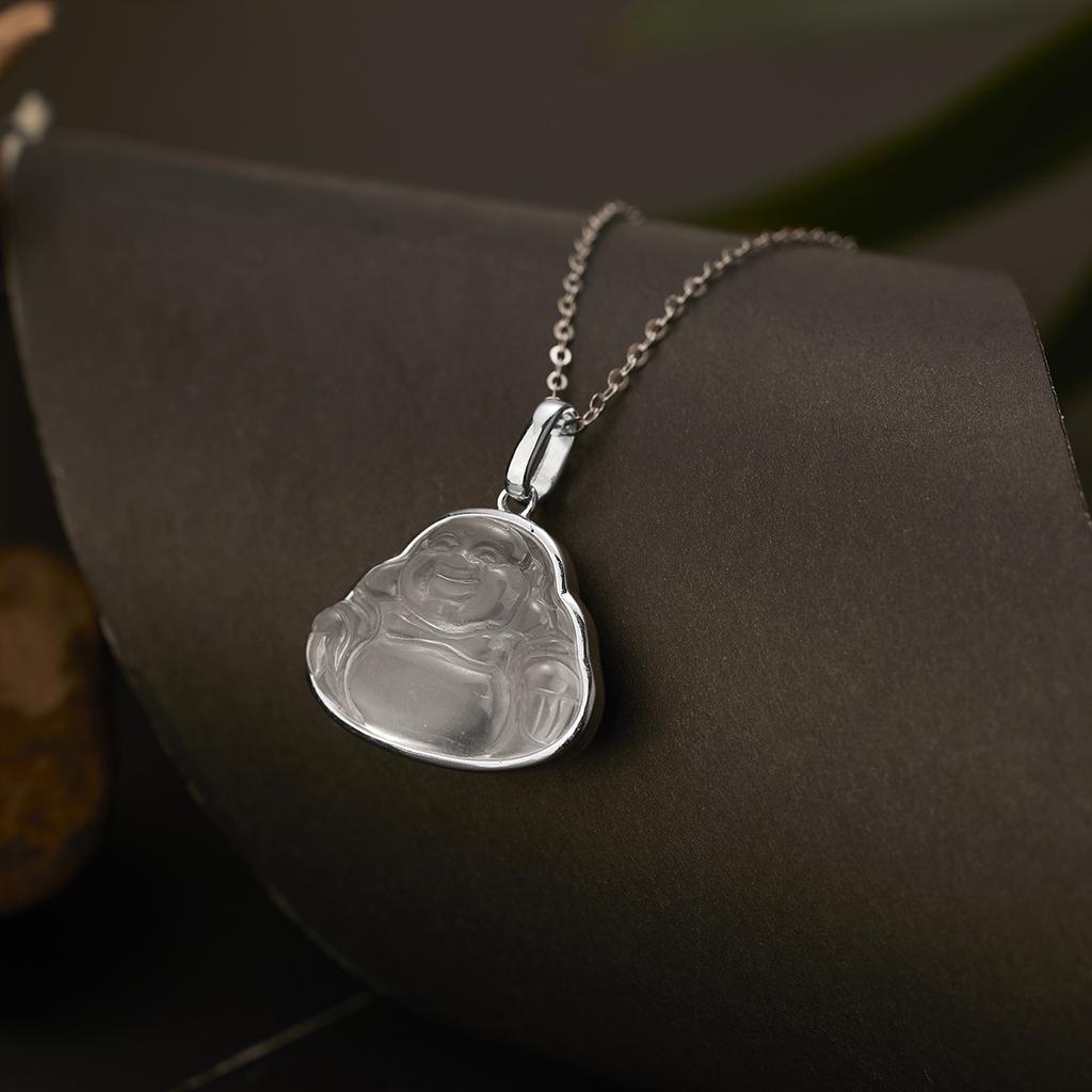 Ожерелье с подвеской в виде Будды Гонга из стерлингового серебра 925 пробы с кварцитом и нефритом, женская цепочка на ключицу, модные украшения