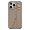 For iPhone 14 Pro Case with Card Slot Wristband Kickstand PU Leather+PET Phone Cover