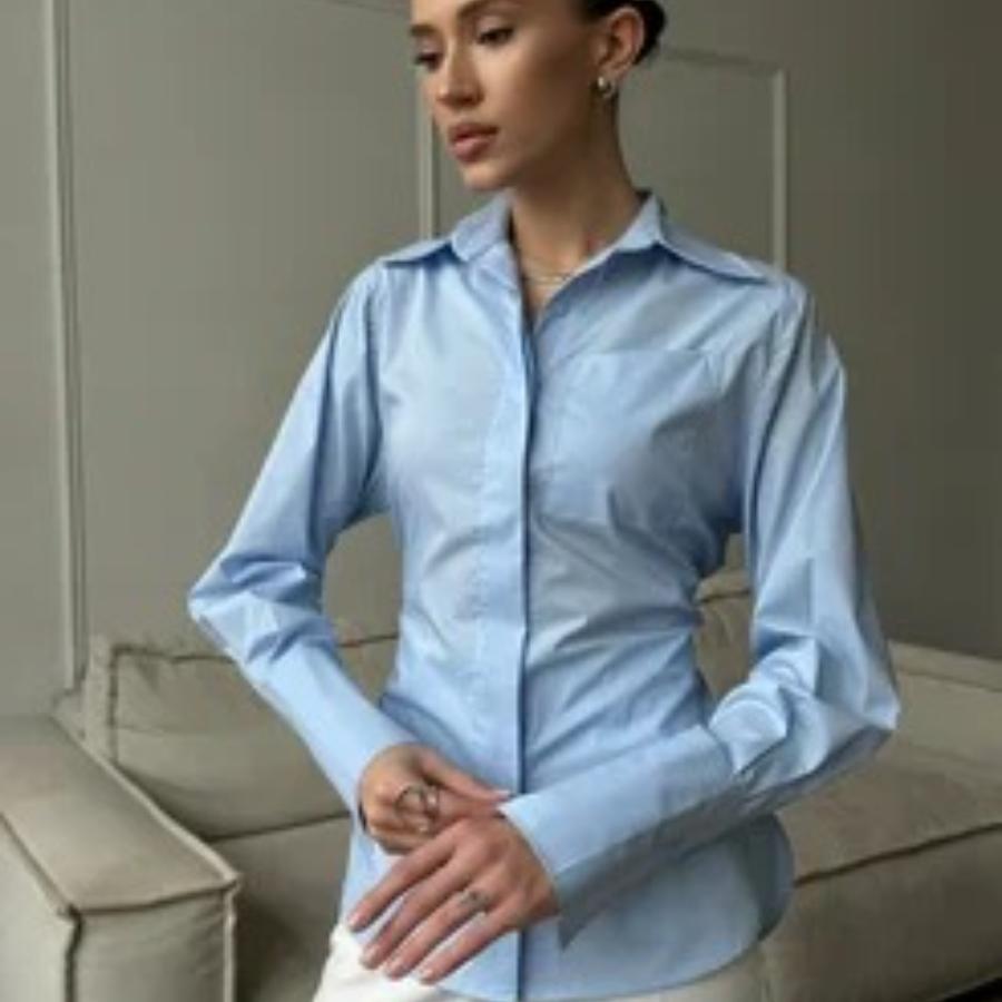 Elegant Women's Fashion Versatile Casual Solid Color Turn-Down Collar Shirt Fashion Set Women's Top