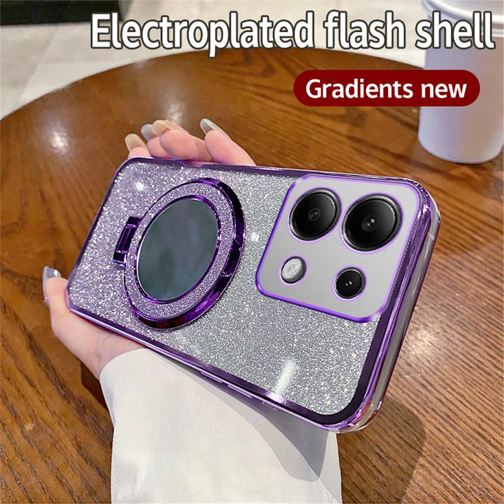 Градиентный блестящий зеркальный чехол-подставка для телефона Redmi Note 14 Pro для Xiaomi 14T POCO X7 Redmi Note 14 Pro+ 14C с гальваническим покрытием, мягкий чехол