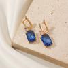 1 Pair Fashion Blue Square Zircon Dangle Earrings for Women Daily Jewelry Party Accessories