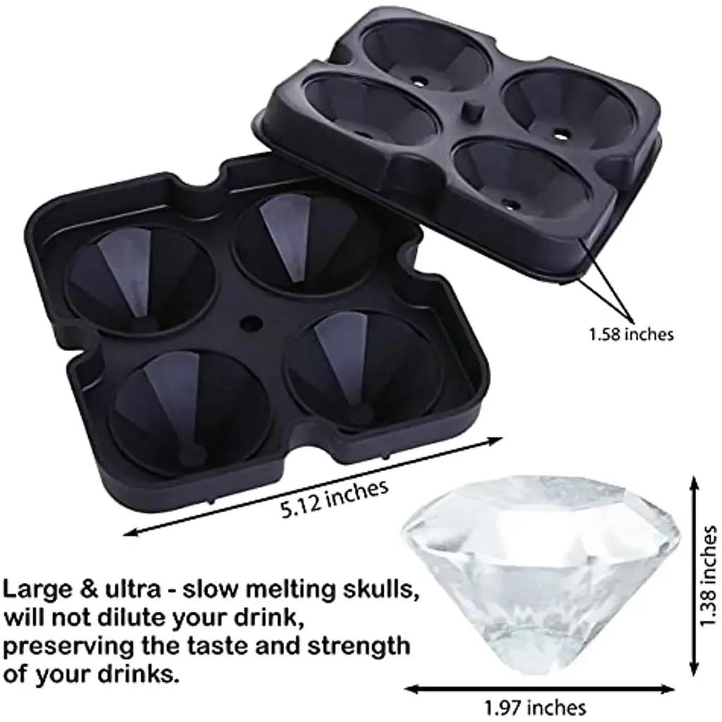 Силиконовая 3D-форма для льда в форме шара, черепа, ромба, многоразовая форма для кубиков льда, лотки для кубиков льда, легко извлекаются, для виски, принадлежностей для пирожных