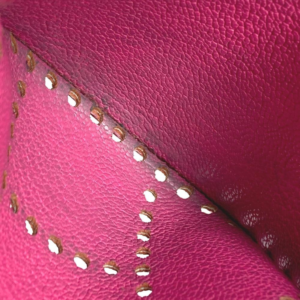 HERMES Evelyne logo Wallet Coin Compartment Zip Around coin purse Chevre pink