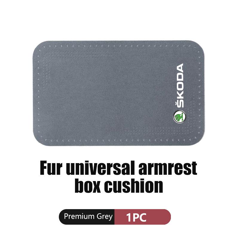 Car Armrest Box Pad Suede Auto Armrest Mat Car Accessories For Skoda Octavia Superb RAPID FABIA KAMIQ KAROQ KODIAQ YETI WE7