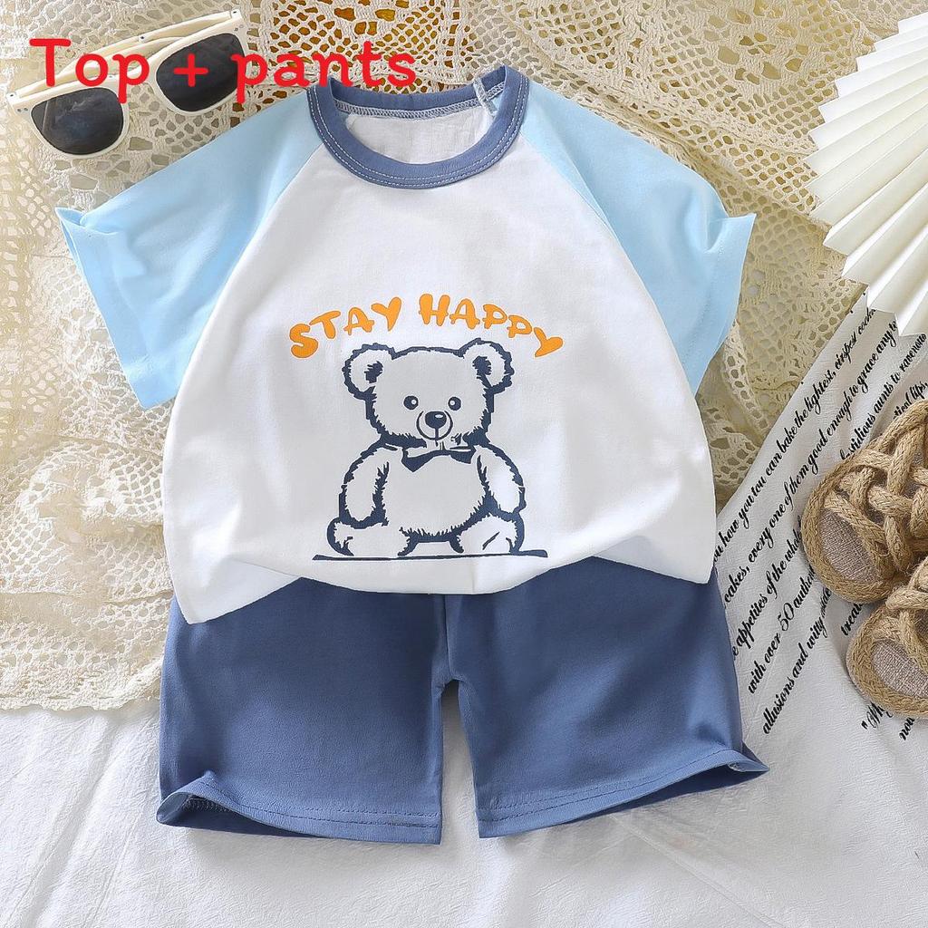Childrens Summer Cartoon Hoodie And Shorts Set With Soft Cotton For Kids
