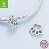 Cute Pet Paw Print S925 Sterling Silver Beads, Warm And Cute Design Diy Charm String Accessories