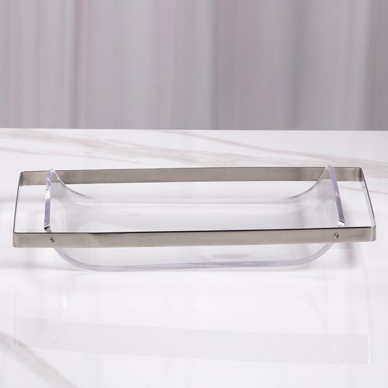 Modern Light Luxury Acrylic Transparent Tray Rectangular Storage Tray Model Room Dining Room Living Room Home Decoration