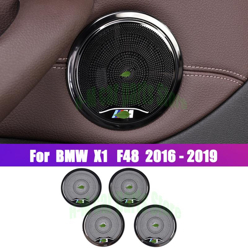 Для BMW X1 F48 2016 черные наклейки из нержавеющей стали для стайлинга автомобиля, дверной динамик, украшение рамы
