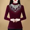 Women's Warm Velvet Lace Slimming Top - 2025 Autumn/Winter Fashion