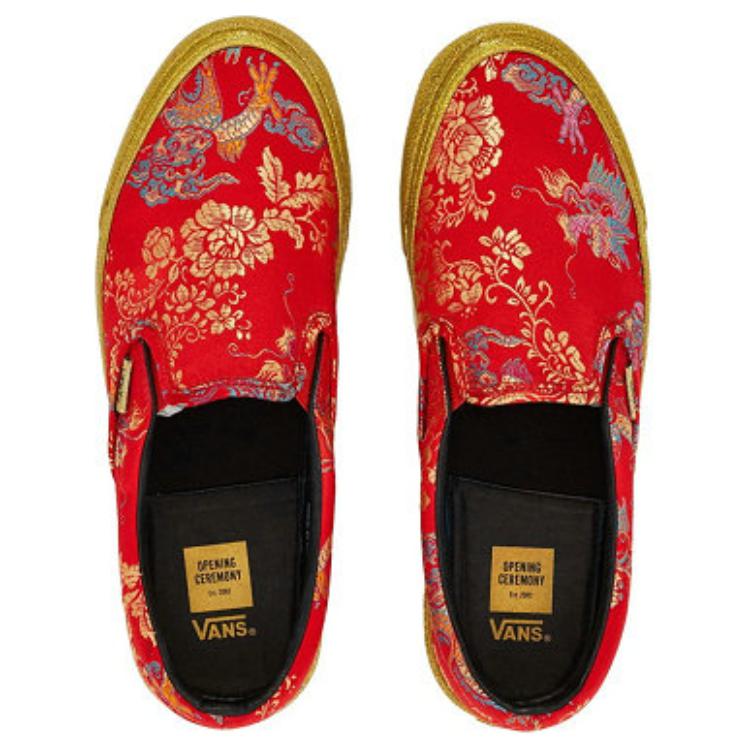 Opening Ceremony x Vans OG Classic Slip-On Good Luck Унисекс Кроссовки Красный Золотой VN0A32QNSJS