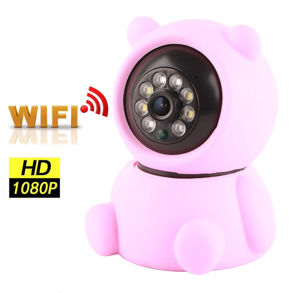 1080P WiFi PTZ Camera Pink Bear Styling Remote Viewing Night Vision 2?Way Audio Security Home CCTV