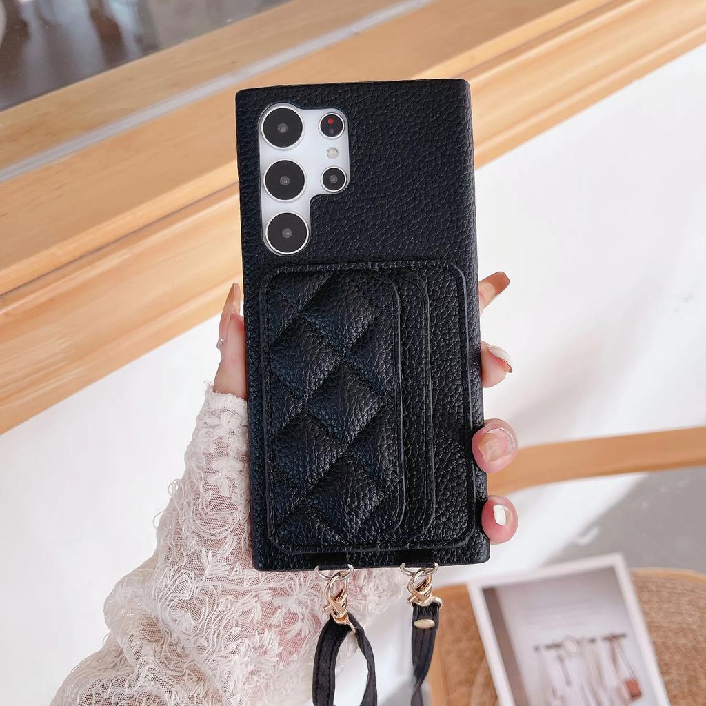 Кожаная сумка через плечо с держателем для карт Чехол для телефона для Samsung Galaxy S24 S22 Ultra Plus S23 FE A15 A25 A35 A55 A24 A34 A54 A14 Обложка