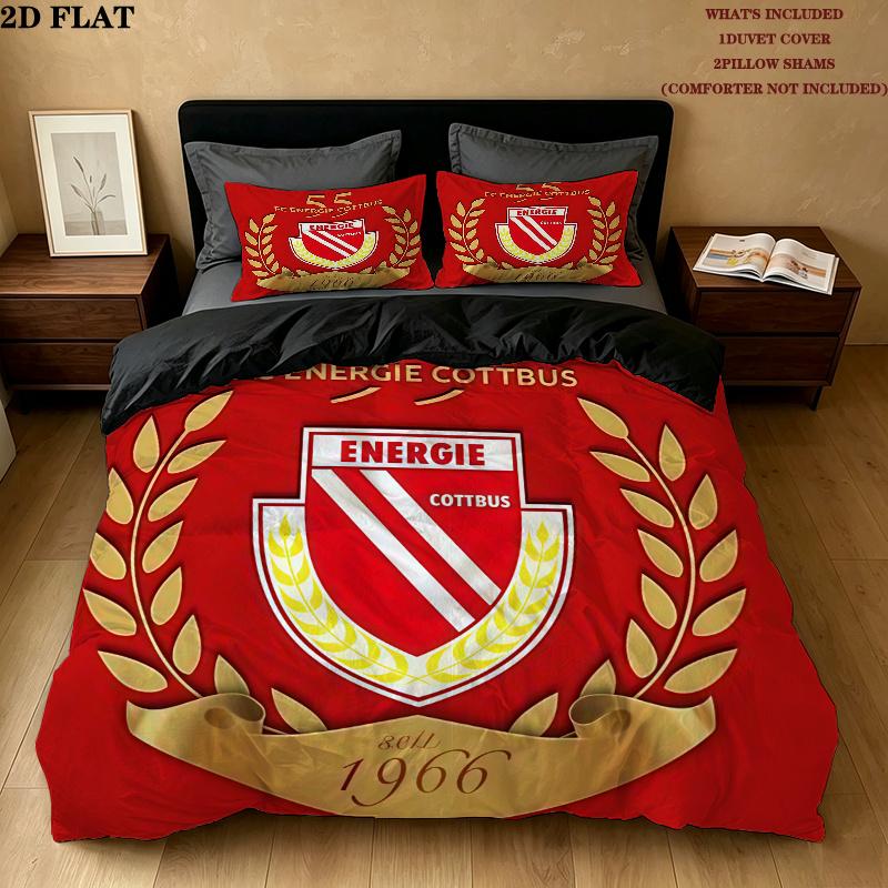 Energie Cottbus Bedding Quilt Set Quilt Cover Pillowcase Home Decoration Birthday Gift (1 * duvet cover + 2 * pillowcase, without core)