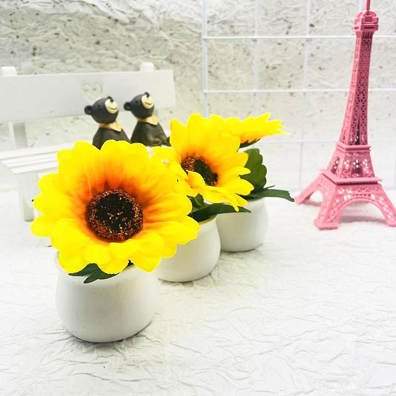 Artificial Small Sunflower Plant Potted Plant Bonsai For Home Decor Flower