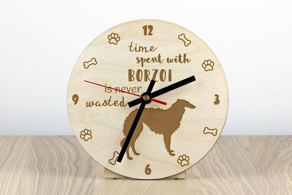 Borzoi, Russian Hunting Sighthound, Russian Wolfhound - clock with dog, wooden clock with engraving, personalised clock by Art-Dog