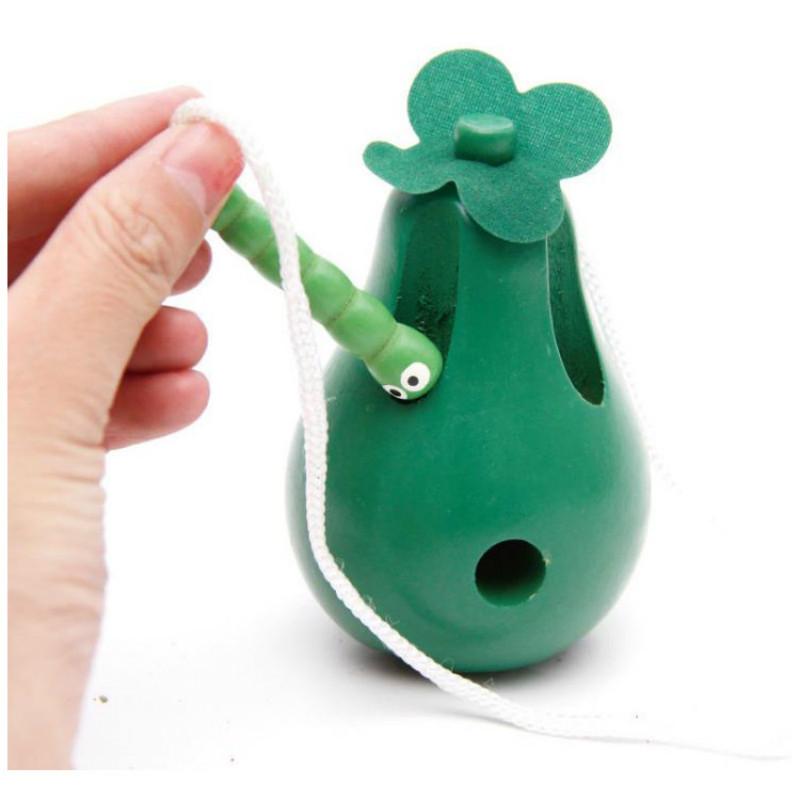 Детская игрушка Монтессори Червяк ест фрукты Деревянная головоломка Игрушка Пальцы Гибкая тренировка Крутящийся червяк Развивающие игрушки для детей Подарки