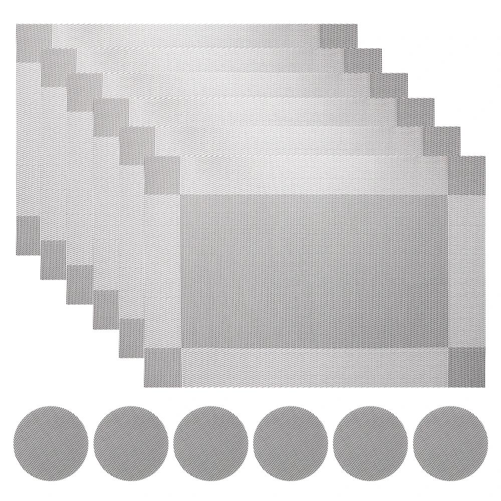 Набор из 6 подставок под приборы с подставками, черные подставки под стол, переплетенные виниловые, нескользящие, моющиеся, для обеденного стола, кухни, ресторана