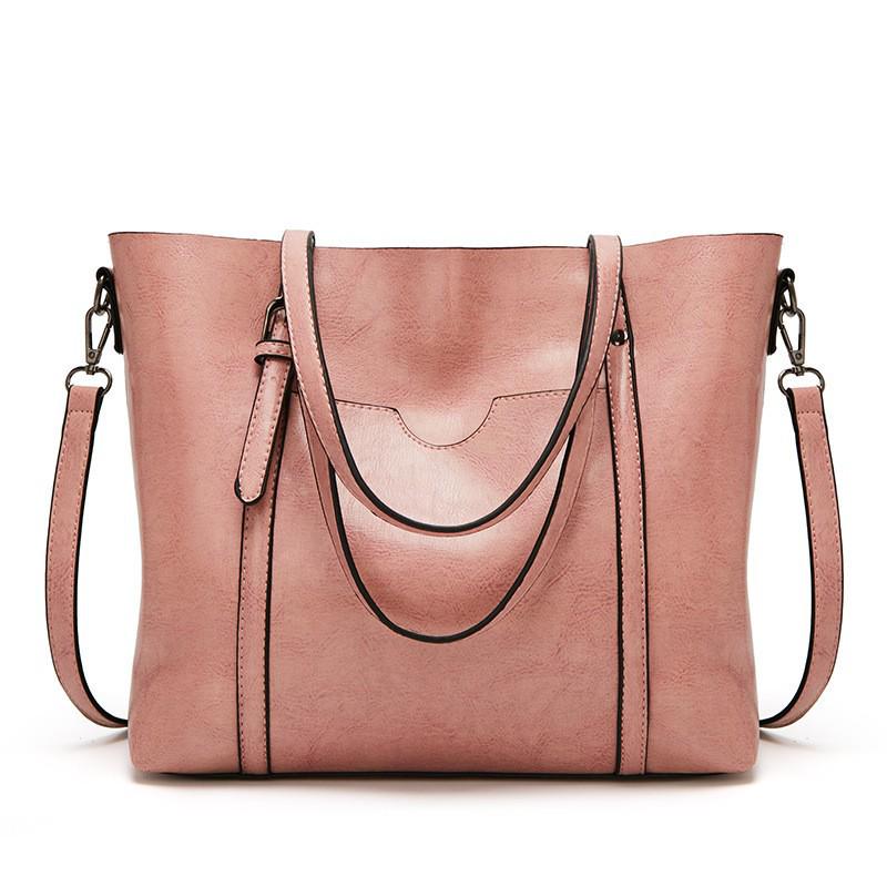 Трендовая женская сумка-тоут из масляной вощеной кожи - Европейский и американский стиль