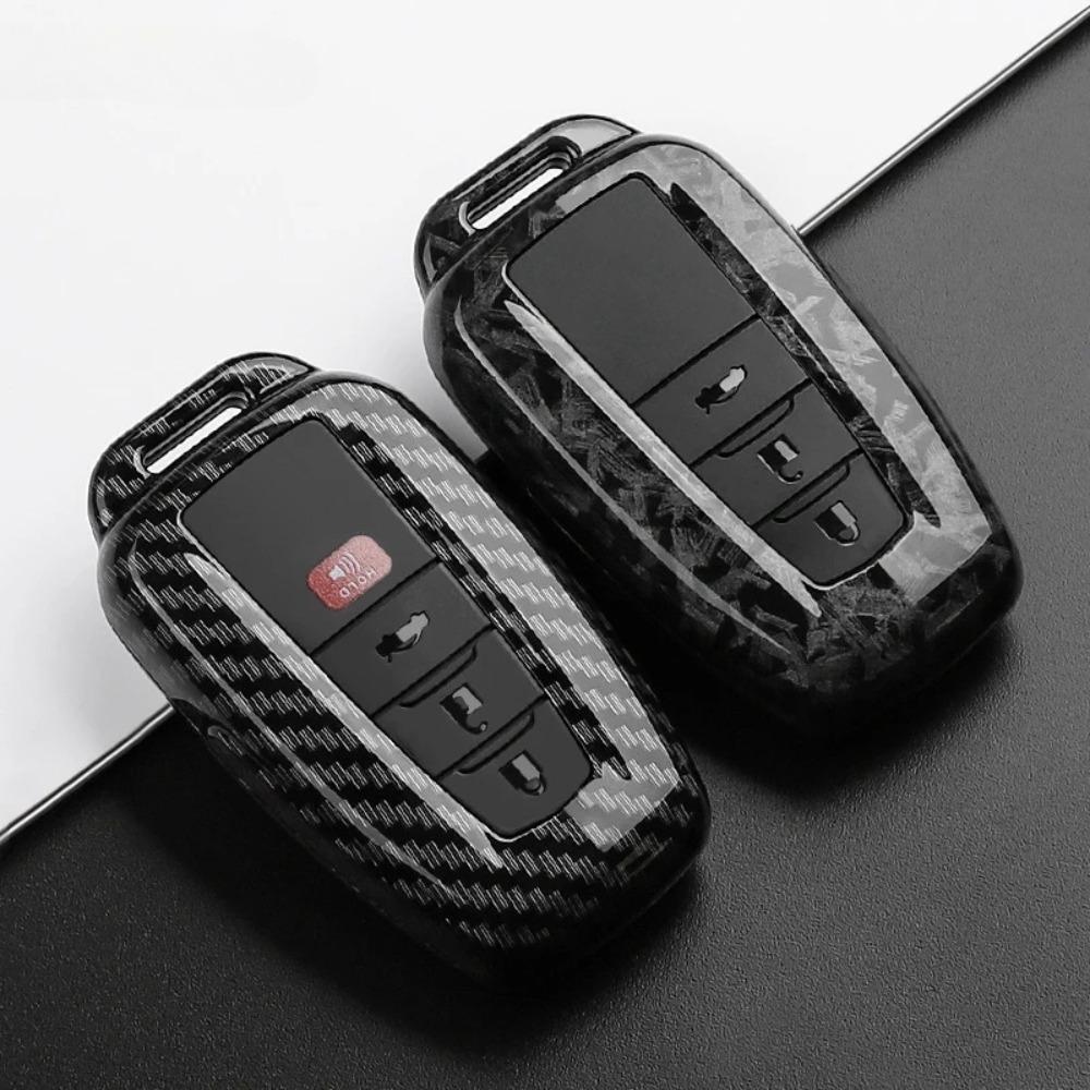 ABS Углеродное волокно Чехол для ключа автомобиля Крышка Оболочка Брелок для Toyota Prius Camry Corolla C-HR CHR RAV4 Prado 2018 2022 Аксессуары для ключей