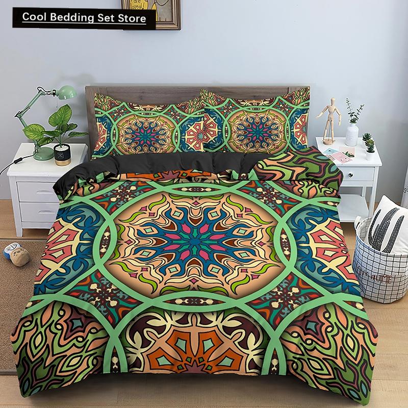 Комплект постельного белья Psychedelic Boho Luxury 2/3 шт. с наволочкой King Mandala пододеяльник Queen одеяло покрывало полиэстер пододеяльник
