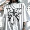Tshirt Skeleton Ribcage Graphic Print 2026 New Unisex Vintage His And Hers Streetwear Family Matching Shirts For Gothic Style