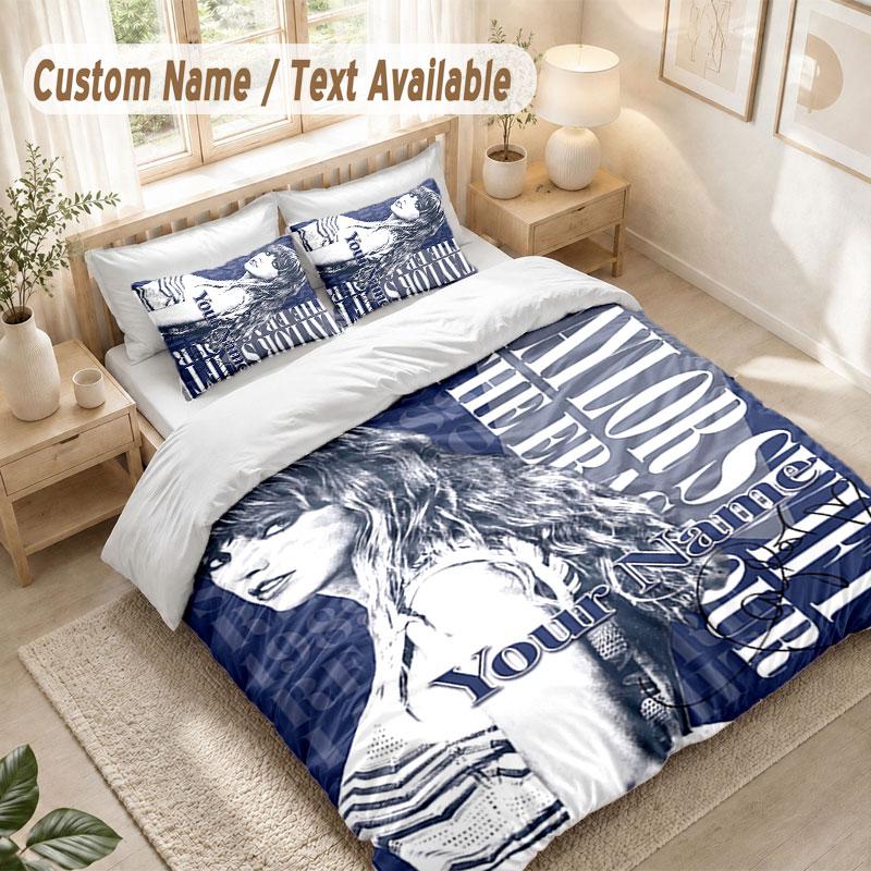 Custom Name Bedding Set 3 PiecesTaylor Swift Print Duvet Cover + 2 Pillowcases Soft Bed Decor