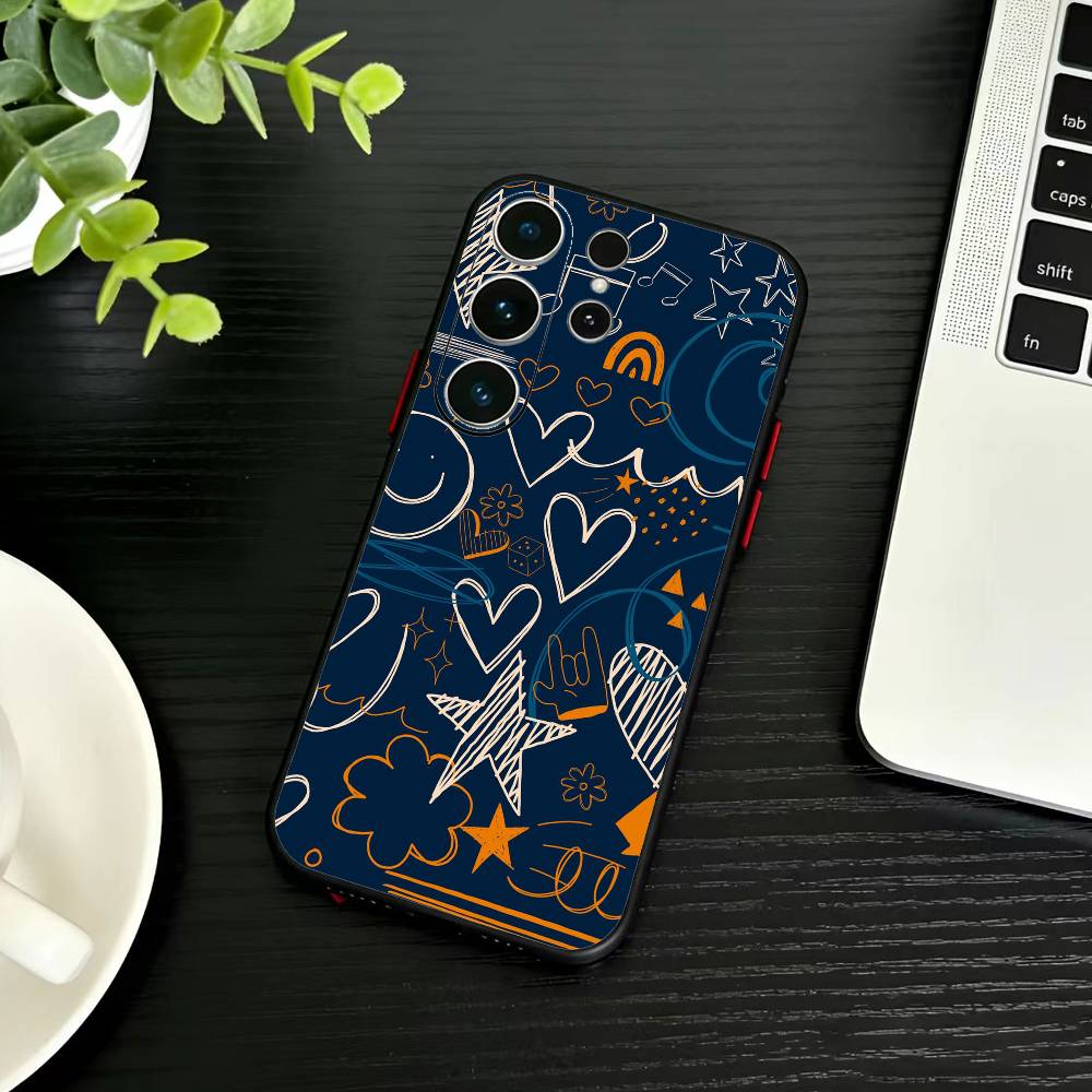 Y2k INS Граффити Чехол для телефона Для Samsung S26,S25,S24,S23,S22,S21,S20,Plus,Fe,Lite,Другие Черный Чехол