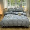 Water Wash Cotton 4 Piece Bedding Set Simple Striped Duvet Cover Bed Sheet Fitted Sheet And Pillow Cases Two Piece Set