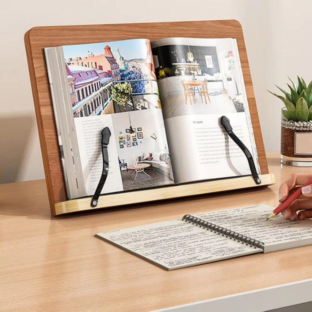 Adjustable Angle Wooden Reading Stand Multi-Position Support Reading Rest Tablet Note-taking