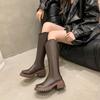 Модные женские сапоги на платформе до колена, модные туфли с молнией сзади, осенне-зимние женские сапоги на толстом каблуке в стиле рыцаря
