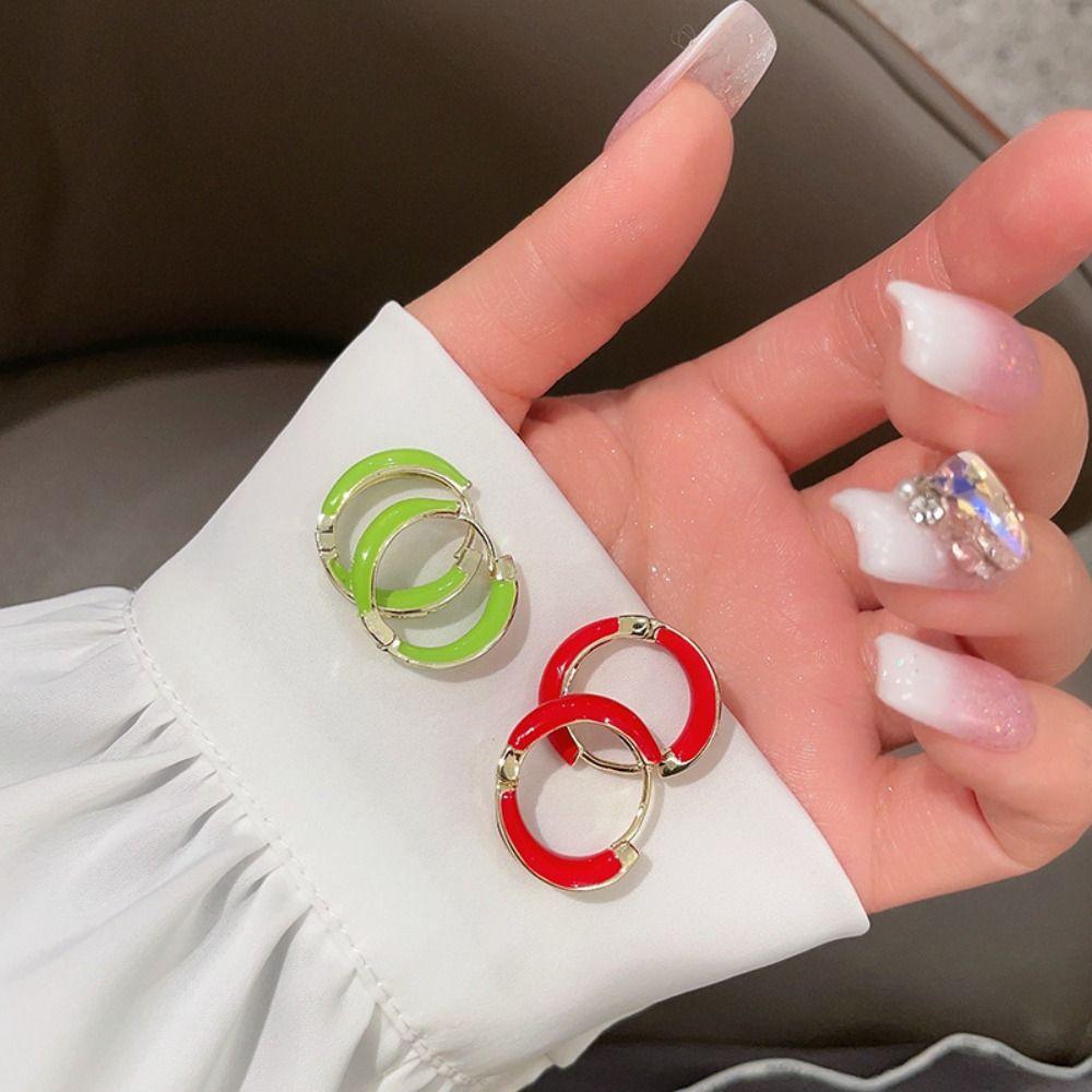 Серьги-кольца с капающим маслом, ювелирные аксессуары, серьги-кольца с эмалью в винтажном стиле, для девочек