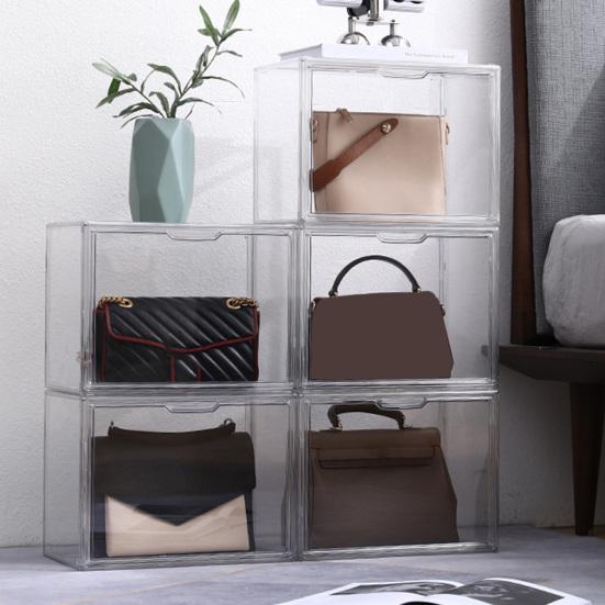 Practical Clear Space-saving Visible Desktop Storage Boxes for Purse Clutch Handbag Book Storage Box