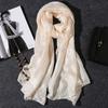 New Dutch Linen Scarf Women's Solid Color Cotton and Linen Scarf All-Match Shawl Sunscreen Beach Towel Pearl