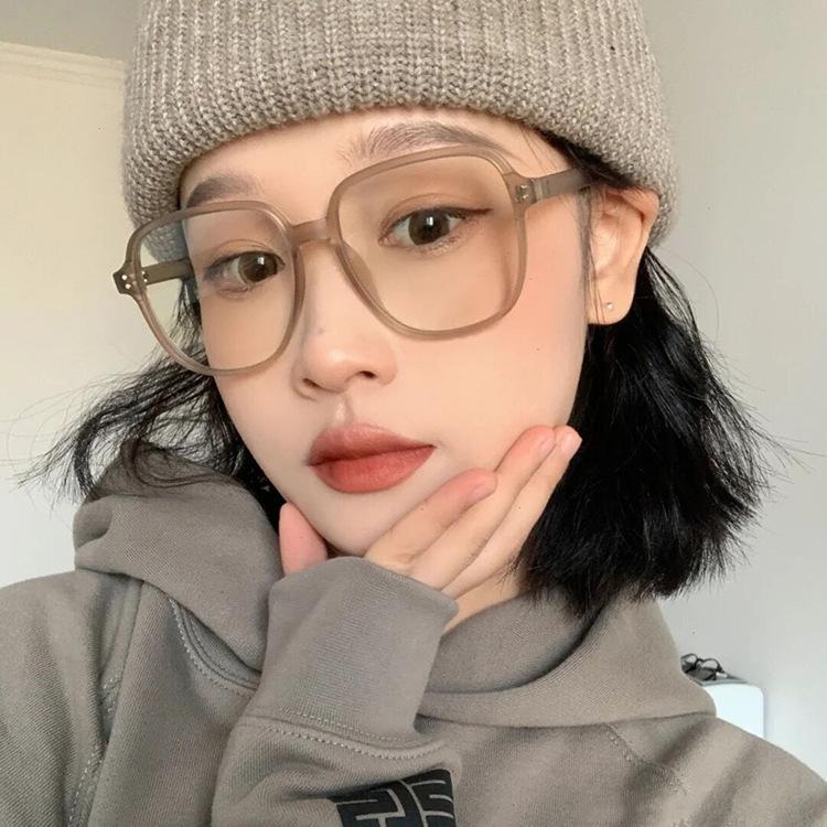 Large Square Frame Myopia Glasses Oversized Transparent Women'S Nearsighted Glasses Ladies Retro Blue Light Blocking Eyeglasses