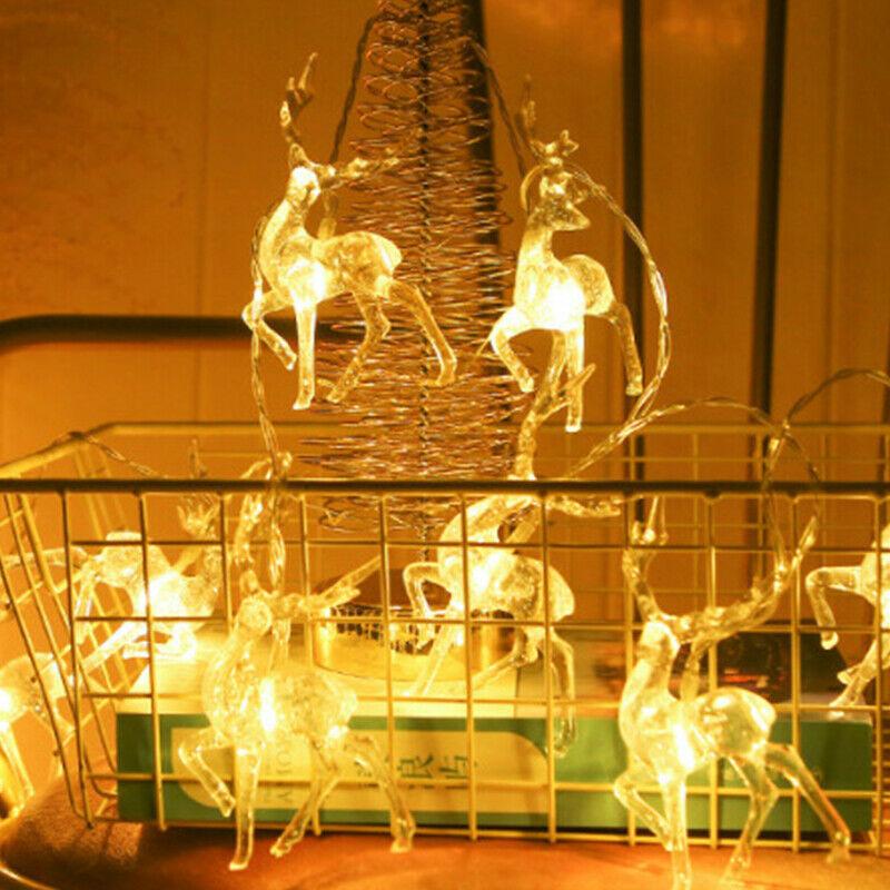 Christmas Deer String Fairy Lights Xmas Tree LED Twinkle Lights Garden Home Party Decor