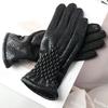 1 Pair Women Cycling Gloves Autumn Winter Windproof Elastic Faux Snakeskin Touchscreen Anti-slip Thermal Cold Weather Full Finger Riding Gloves