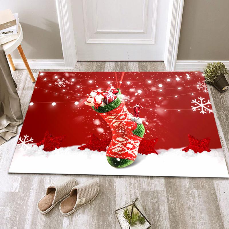 Christmas Floor Mat Festive Atmosphere Feeling Absorbent Non-slip Foot Mat Household Door Floor Mat