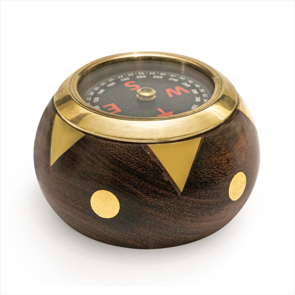 Handtooled Handcrafted Brass & Hardwood Desk Compass - Nautical Collection IM-Q7KL-GSYC