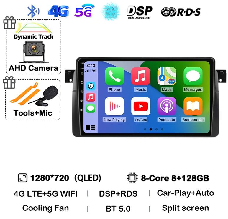 Android 14 автомобильное радио для BMW E46 M3 1998-2006 мультимедийный видеоплеер 2Din 4G WIFI GPS навигация Carplay головное устройство 360 камера