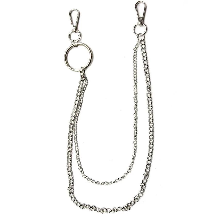 Women's Punk Chain Leather Belt with Rivet & Eyelet Details