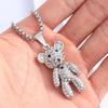 Hip-Hop Titanium Steel Bear Doll Pendant Necklaces For Womon Vintage Cubic Zirconia Sweater Chain Jewelry