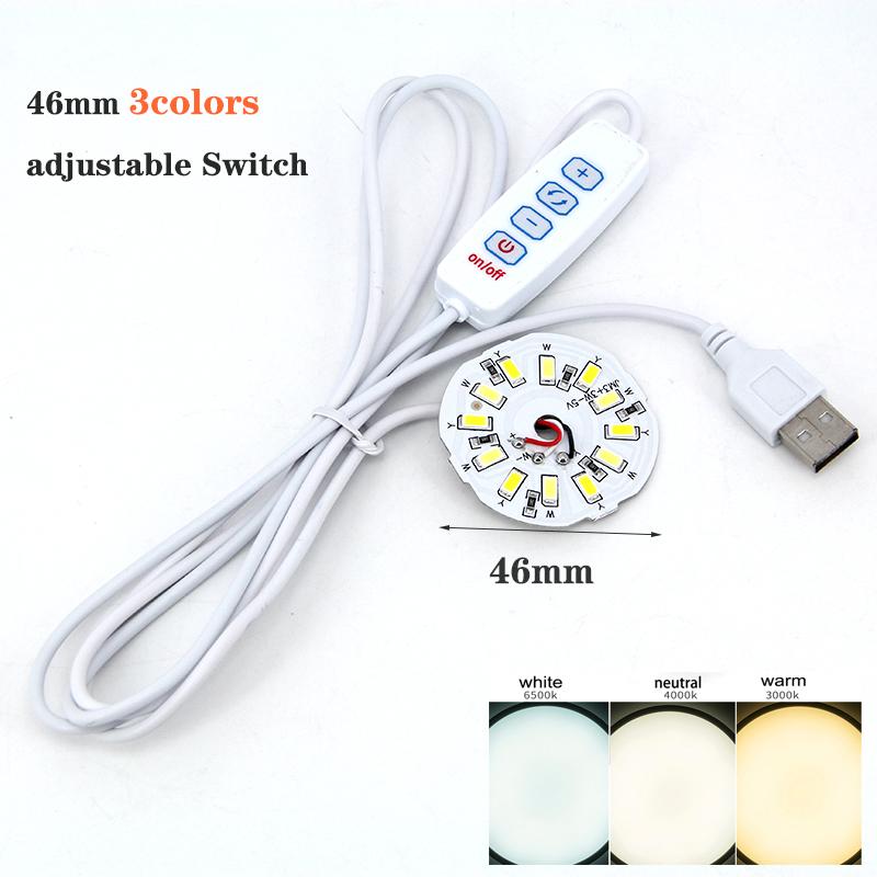 Теплый белый DC 5 В 3 Вт USB светодиодные лампы 2835 чип одноцветный ночник для чтения настольная лампа для планшета выключатель питания кабель с регулировкой яркости