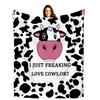 Cartoon Cow Flannel Blanket Sofa Blanket Cute Animal Print Blanket Office Blanket