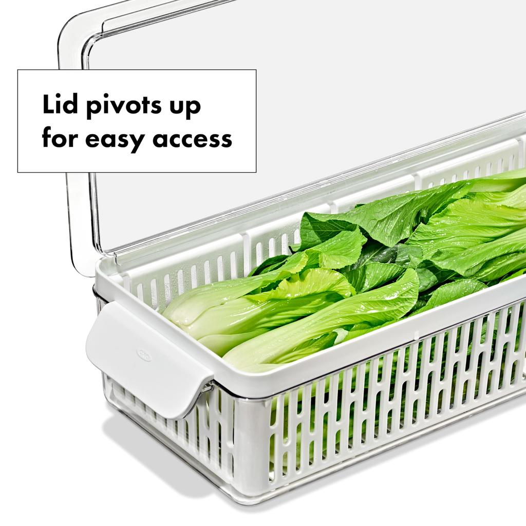 OXO Refrigerator Vegetable Compartment Storage Organization Vegetable Keeper Vegetables Freshness Comes with Draining Basket Dishwasher Safe Medium